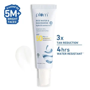 Plum 2% Niacinamide & Rice Water SPF 50 PA++++ Sunscreen - 50g